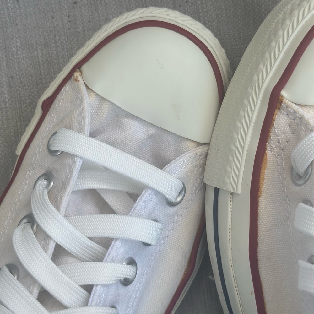 Converse White Canvas Sneakers with Red Trim - Picture 8 of 10